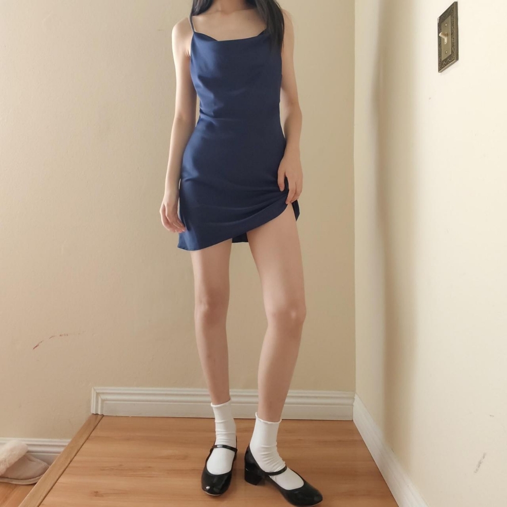 UO navy cowl neck dress